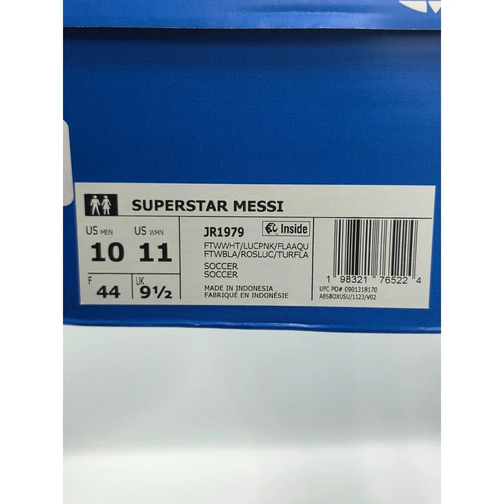 Adidas Superstar Messi White Lucid Pink Flash Aqua JR1979 Men’s 10 New in Box